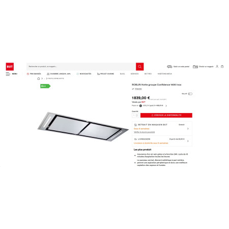 Hotte plafond ROBLIN CONFIDENCE 1400