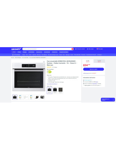 Four encastrable WHIRLPOOL AKZ96290WH