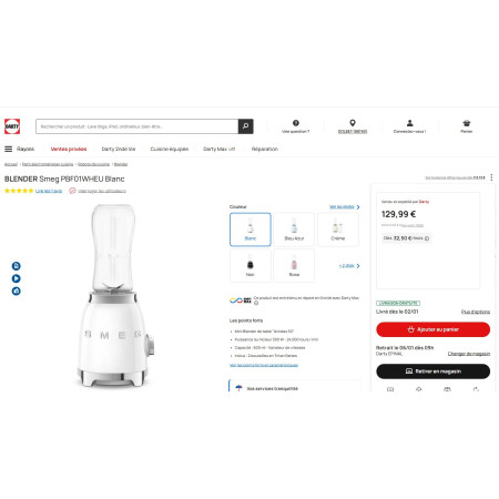 Mini blender RETRO Années 50 SMEG PBF01