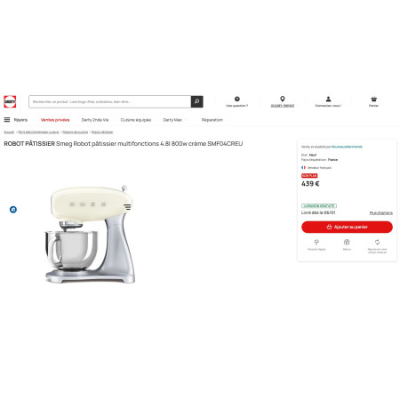 Robot pâtissier sur socle inox RETRO Années 50 SMEG SMF04