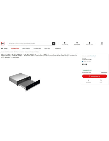 Tiroir chauffant encastrable ELECTROLUX KBD4X