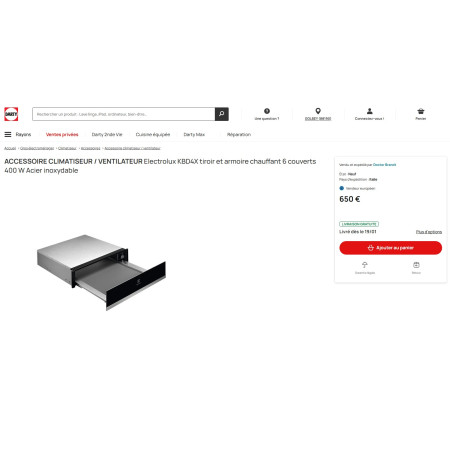 Tiroir chauffant encastrable ELECTROLUX KBD4X