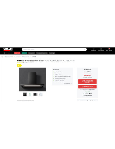 Hotte murale FALMEC PLANE PLUS