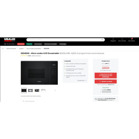 Four micro-ondes encastrable SIEMENS BE555LMB1