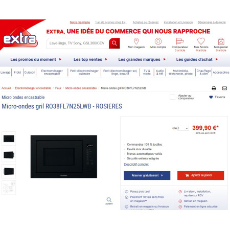 Four micro-ondes encastrable ROSIERES RO38FL7N25LWB