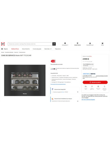 Cave à vin encastrable MIELE KWT7112IG