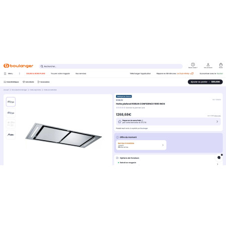 Hotte plafond ROBLIN CONFIDENCE 1000