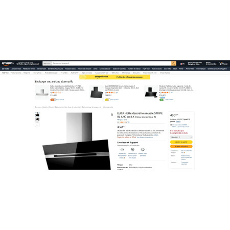 Hotte inclinée ELICA STRIPE BL/A/90 PRF0101143B