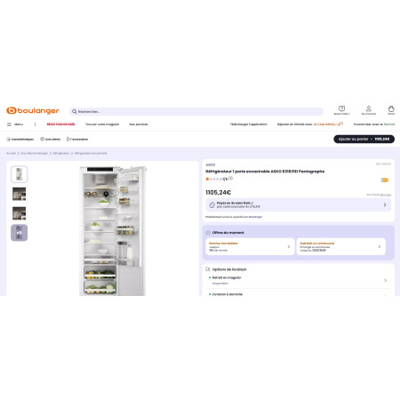 Réfrigérateur encastrable ASKO R31831EI