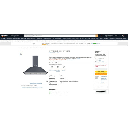 Hotte murale SMEG KT110