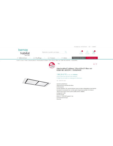 Hotte plafond ROBLIN CONFIDENCE 1200