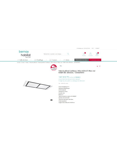 Hotte plafond ROBLIN CONFIDENCE 1400