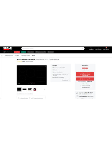 Plaque induction NEFF T68FHV4L0