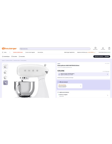 Robot pâtissier sur socle RETRO Années 50 SMEG SMF05