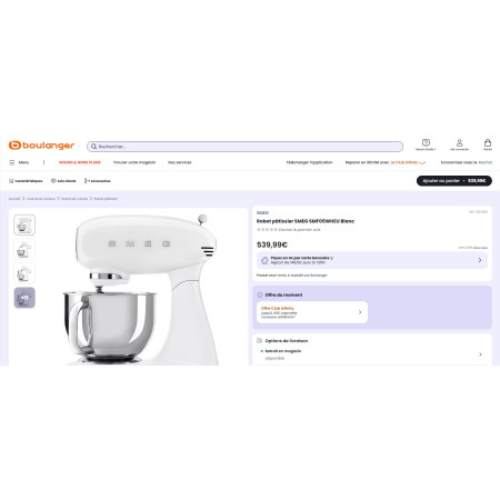 Robot pâtissier sur socle RETRO Années 50 SMEG SMF05