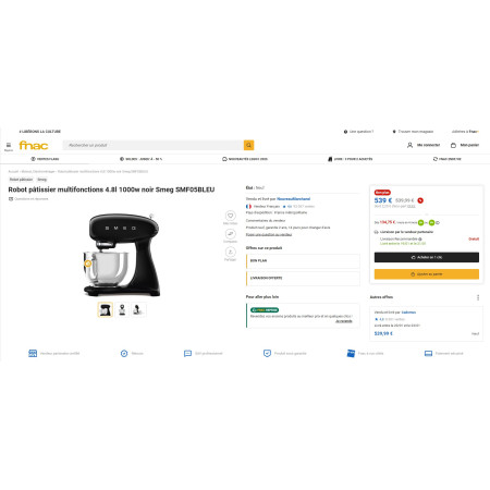 Robot pâtissier sur socle RETRO Années 50 SMEG SMF05