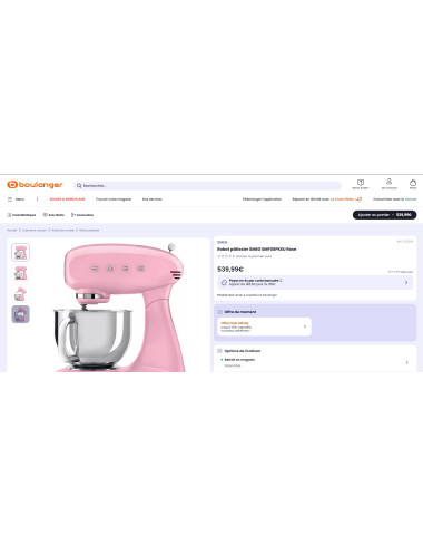 Robot pâtissier sur socle RETRO Années 50 SMEG SMF05