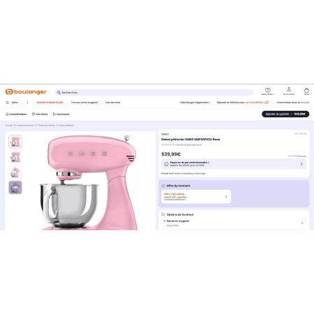 Robot pâtissier sur socle RETRO Années 50 SMEG SMF05