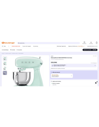 Robot pâtissier sur socle RETRO Années 50 SMEG SMF05