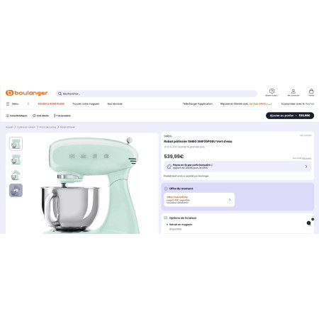 Robot pâtissier sur socle RETRO Années 50 SMEG SMF05