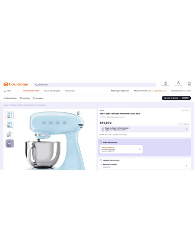 Robot pâtissier sur socle RETRO Années 50 SMEG SMF05