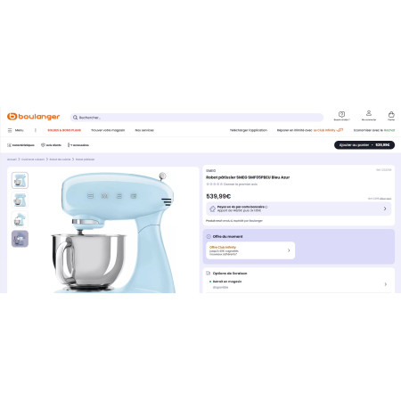 Robot pâtissier sur socle RETRO Années 50 SMEG SMF05