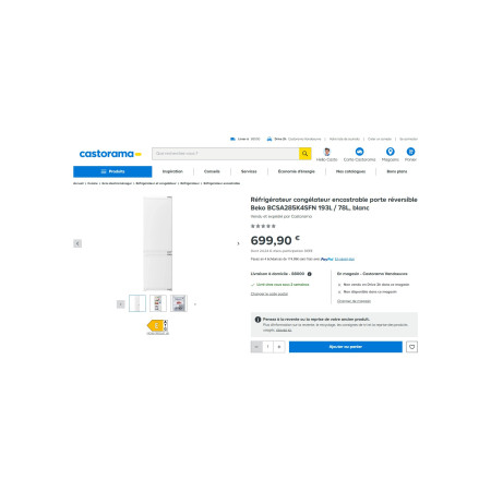 Réfrigérateur congélateur encastrable BEKO BCSA285K4SFN