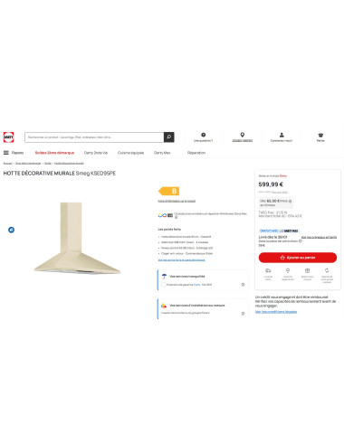 Hotte murale SMEG KSED95