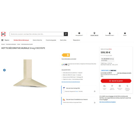 Hotte murale SMEG KSED95