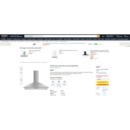 Hotte murale SMEG KSED95