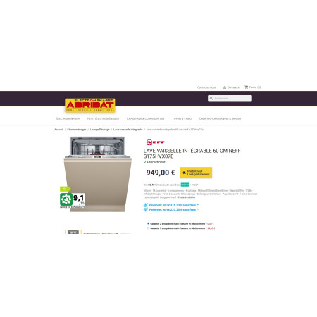 Lave vaisselle encastrable NEFF S175HVX07E