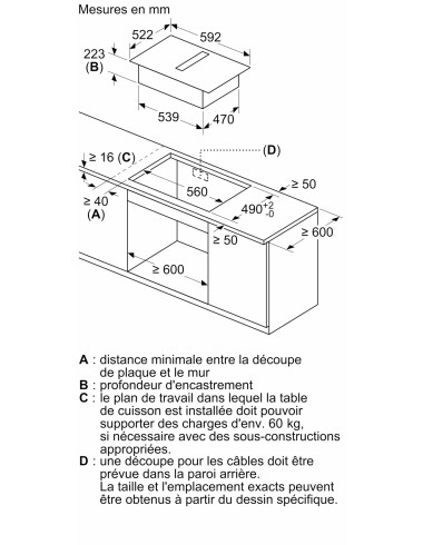 Plaque induction avec hotte intégrée BOSCH PVS611B16E