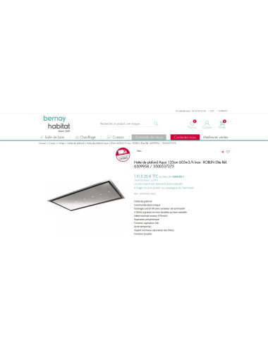 Hotte plafond ROBLIN AQUA 1200