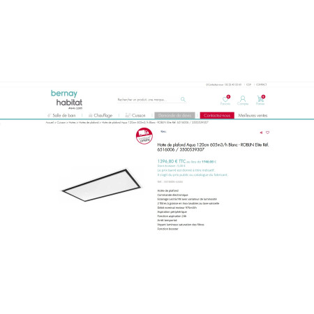 Hotte plafond ROBLIN AQUA 1200