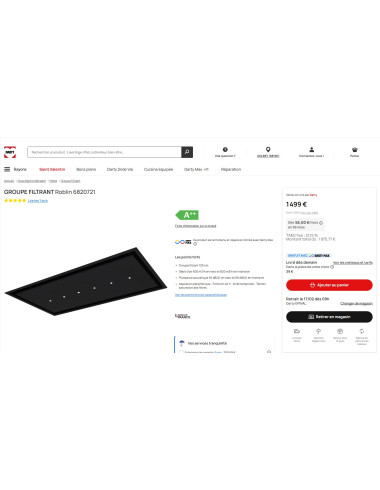 Hotte plafond ROBLIN AQUA 1200