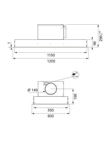 Hotte plafond ROBLIN AQUA 1200