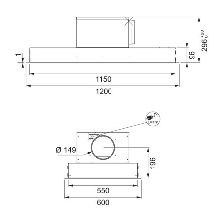 Hotte plafond ROBLIN AQUA 1200