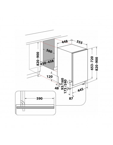 Lave vaisselle encastrable WHIRLPOOL WSIC3M27C