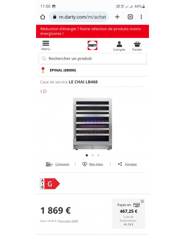 Cave à vin encastrable LE CHAI LB468